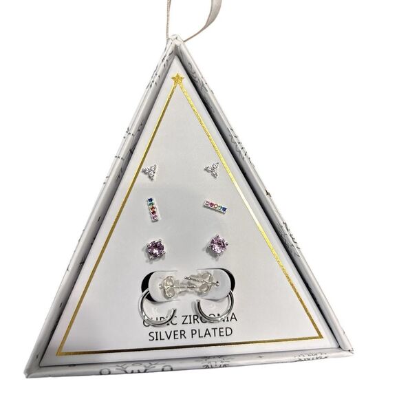 Cubic Zirconia Silver Plated Earring Gift Set - Picture 1 of 5